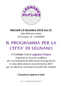 Presentazione della bozza del programma per Legnano @ Welcome Hotel | Legnano | Lombardia | Italia